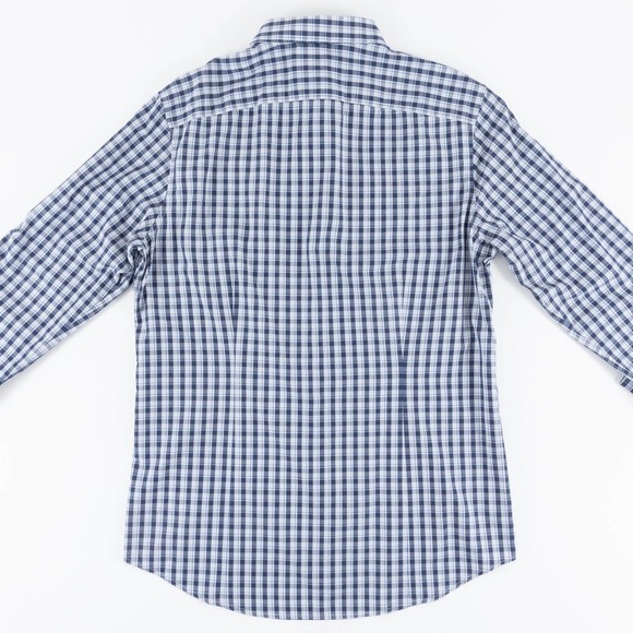 NWOT Michael Kors Slim Fit Button-Up Men's Medium Blue White Plaid - Picture 2 of 8